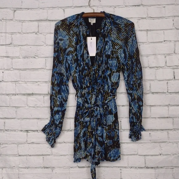 HEMANT AND NANDITA X REVOLVE Nitara Romper in Blue Floral - Picture 3 of 5